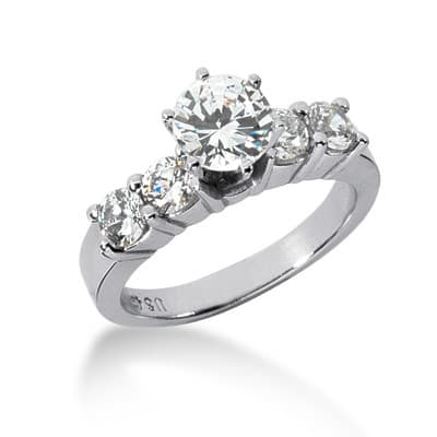 Ladies 14KT White Gold Platinum Fancy Engagement Set ENS633-A