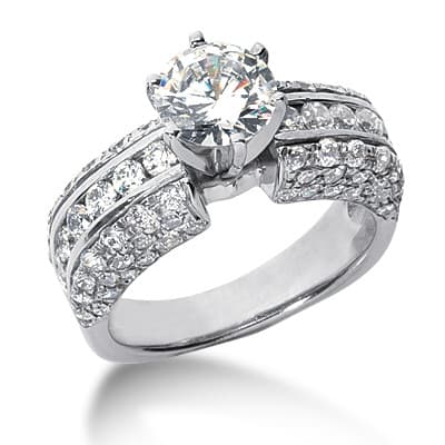 Ladies 14KT White Gold Platinum Fancy Engagement Ring ENR2777