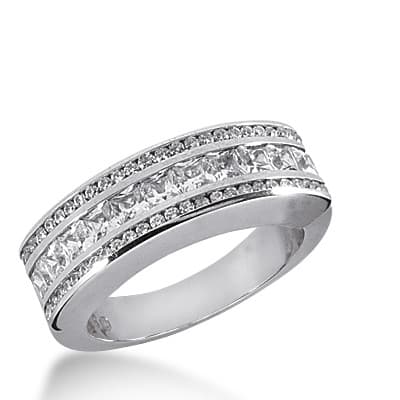 Ladies 14KT White Gold Platinum Diamond Wedding Band WB1645