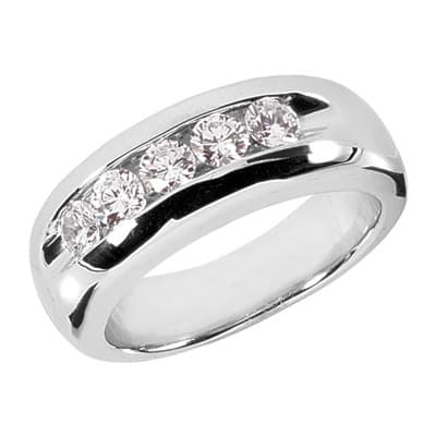 Mens 14KT White Gold Platinum Wedding Band MR1051