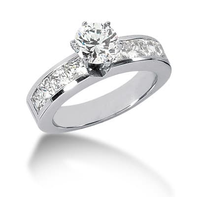 Ladies 14KT White Gold Platinum Fancy Engagement Set ENS533-A