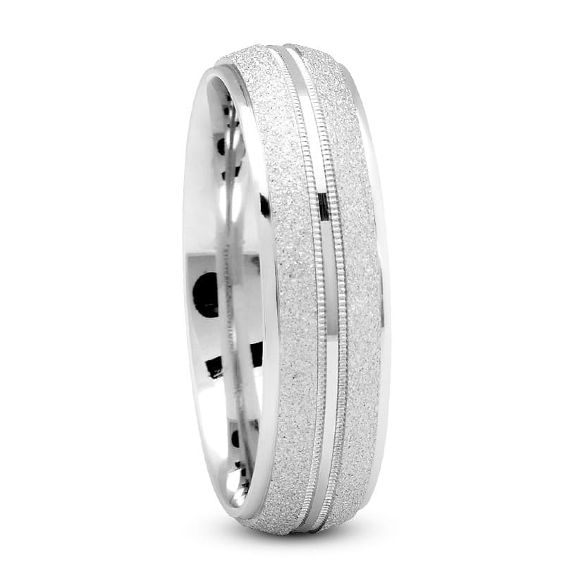 Mens 14KT White Gold Platinum Traditional Wedding Band M563