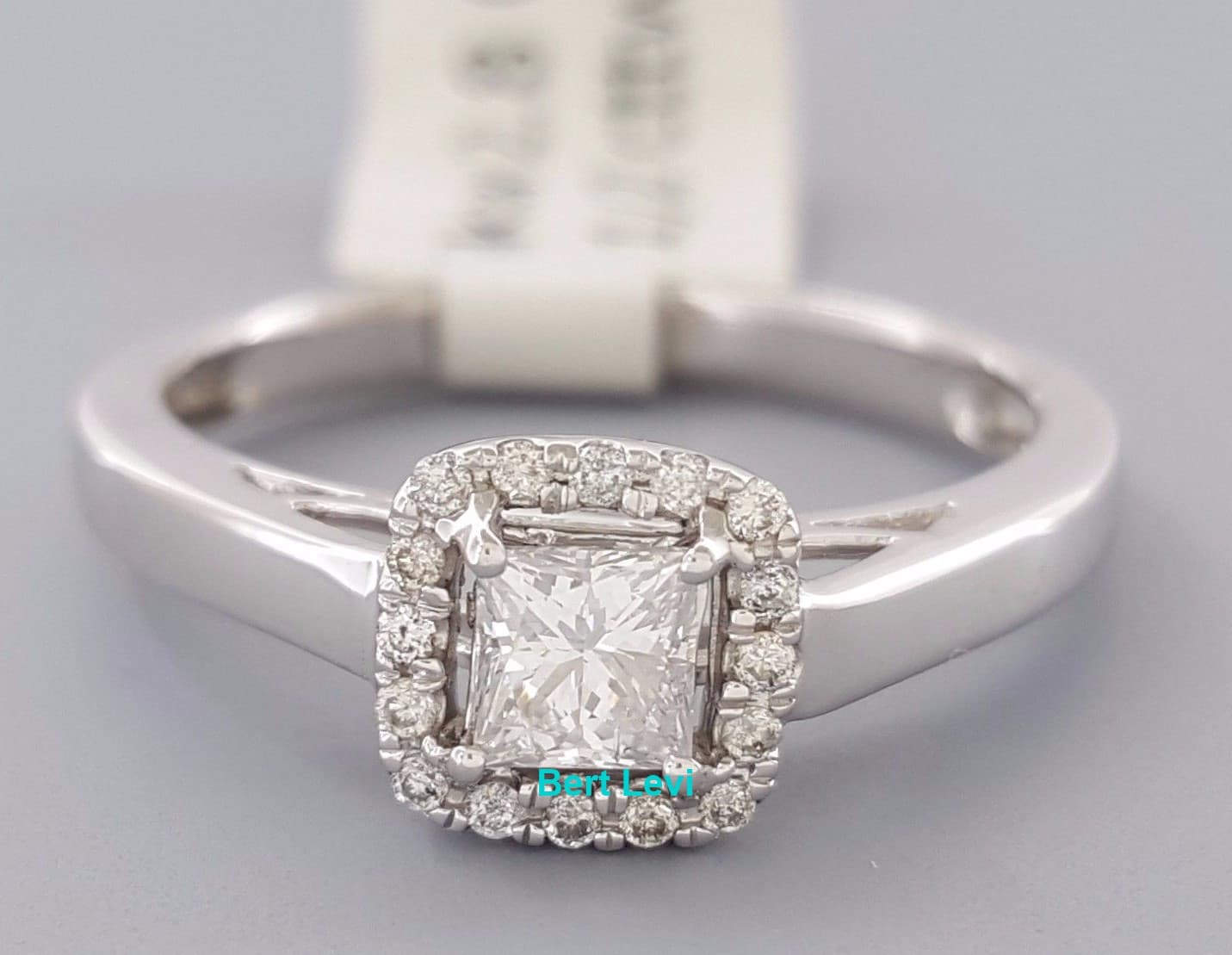 0.50 ct 14k White Gold Princess Cut Diamond Halo Engagement Ring