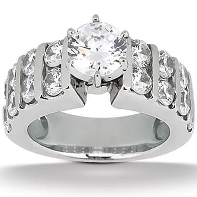 Ladies 14KT White Gold Platinum Fancy Engagement Set ENS1065-A