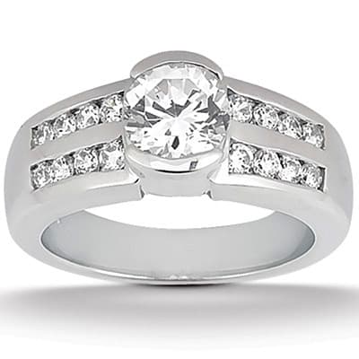 Ladies 14KT White Gold Platinum Fancy Engagement Set ENS1114-A