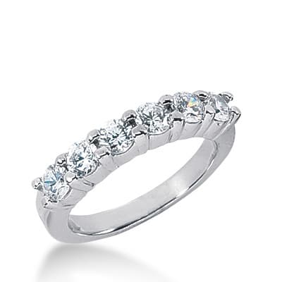 Ladies 14KT White Gold Platinum Round Diamond Wedding Band WB1352