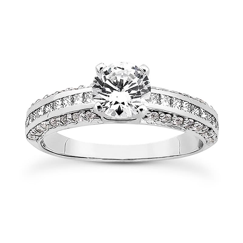 Ladies 14KT White Gold Platinum Tailored Engagement Set ENS3020-A