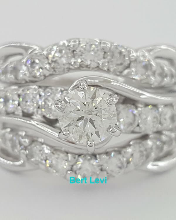 Tolkowski Round Brilliant Cut Diamond Engagement & Wedding Rings Set 2.12 ct 14K