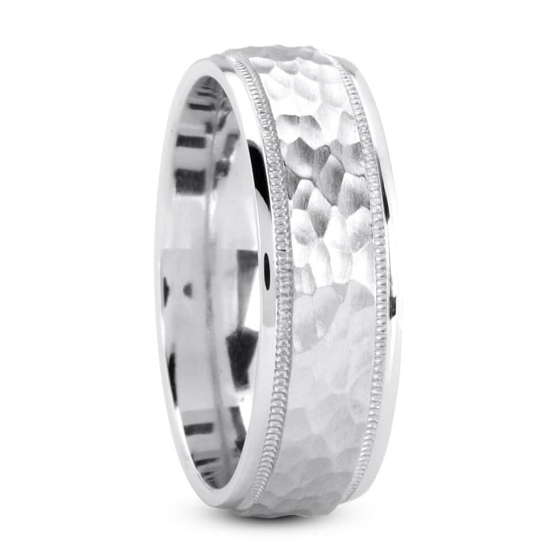 Mens 14KT White Gold Platinum Traditional Wedding Band M1178
