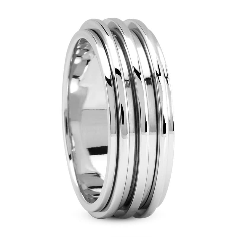 Mens 14KT White Gold Platinum Traditional Wedding Band M387