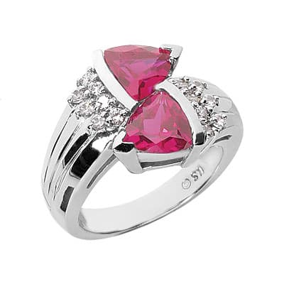 Ladies 14KT White Gold Platinum Color Stone Ring CSR1083