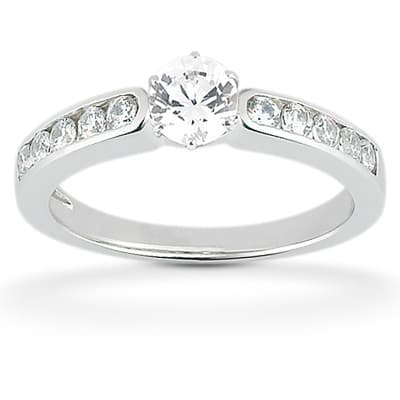 Ladies 14KT White Gold Platinum Fancy Engagement Set ENS1724-A