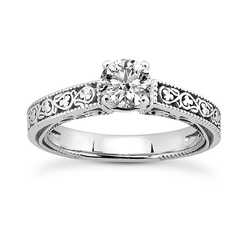 Ladies 14KT White Gold Platinum Solitaire Engagement Set ENS3628-A