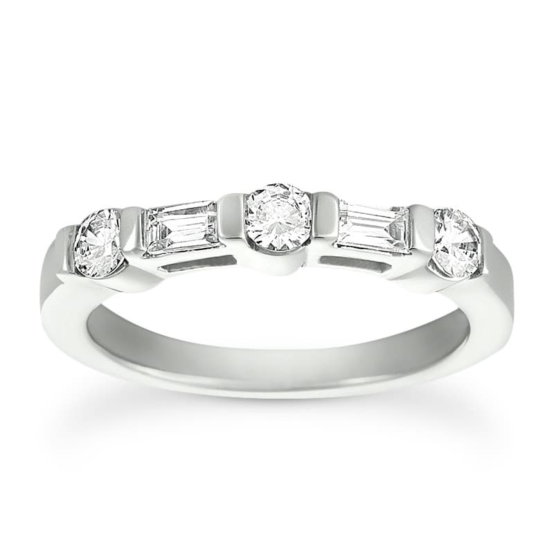 Ladies 14KT White Gold Platinum Diamond Wedding Band WB1117