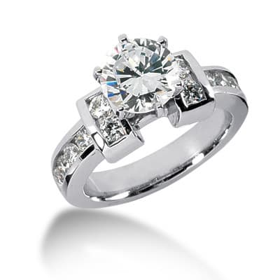 Ladies 14KT White Gold Platinum Fancy Engagement Set ENS391-A
