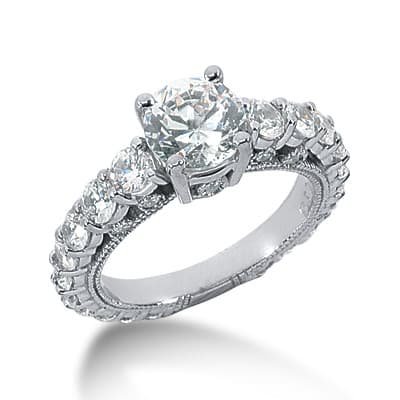 Ladies 14KT White Gold Platinum Fancy Engagement Ring ENR6807