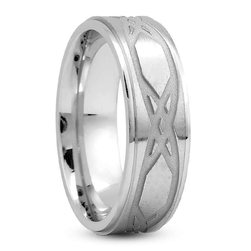 Mens 14KT White Gold Platinum Traditional Wedding Band M165