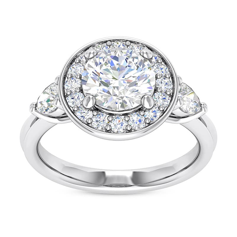 Ladies 14KT White Gold Platinum Round Diamond Engagement Rings ENR9749-1.5-RD