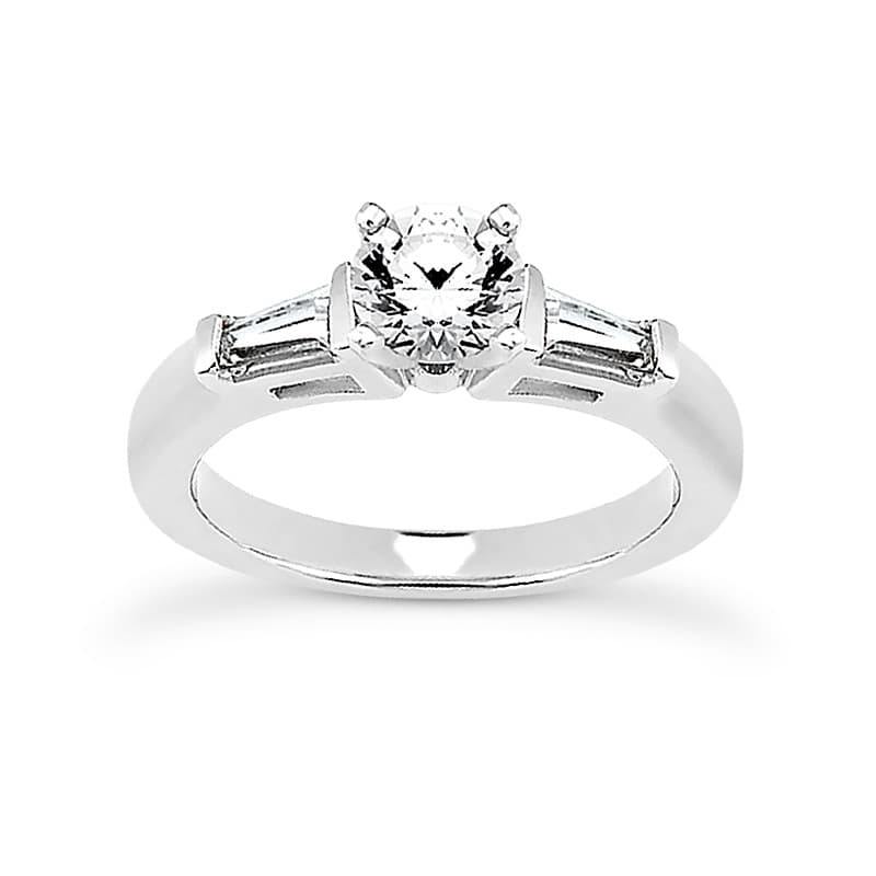 Ladies 14KT White Gold Platinum Three Stones Engagement Set ENS100-A