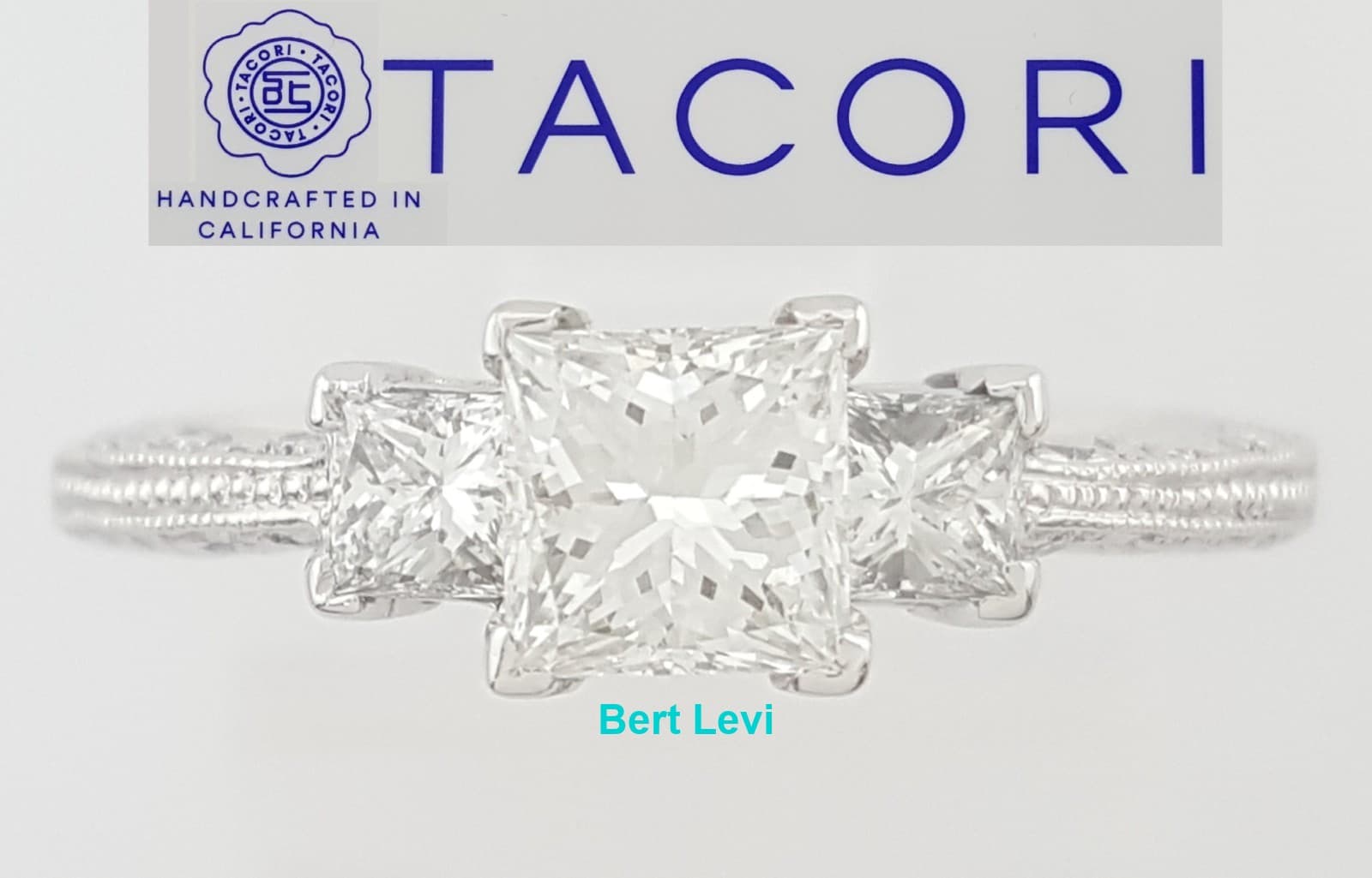 Tacori Princess Diamond Three Stone Engagement Ring 1.01 ct Platinum