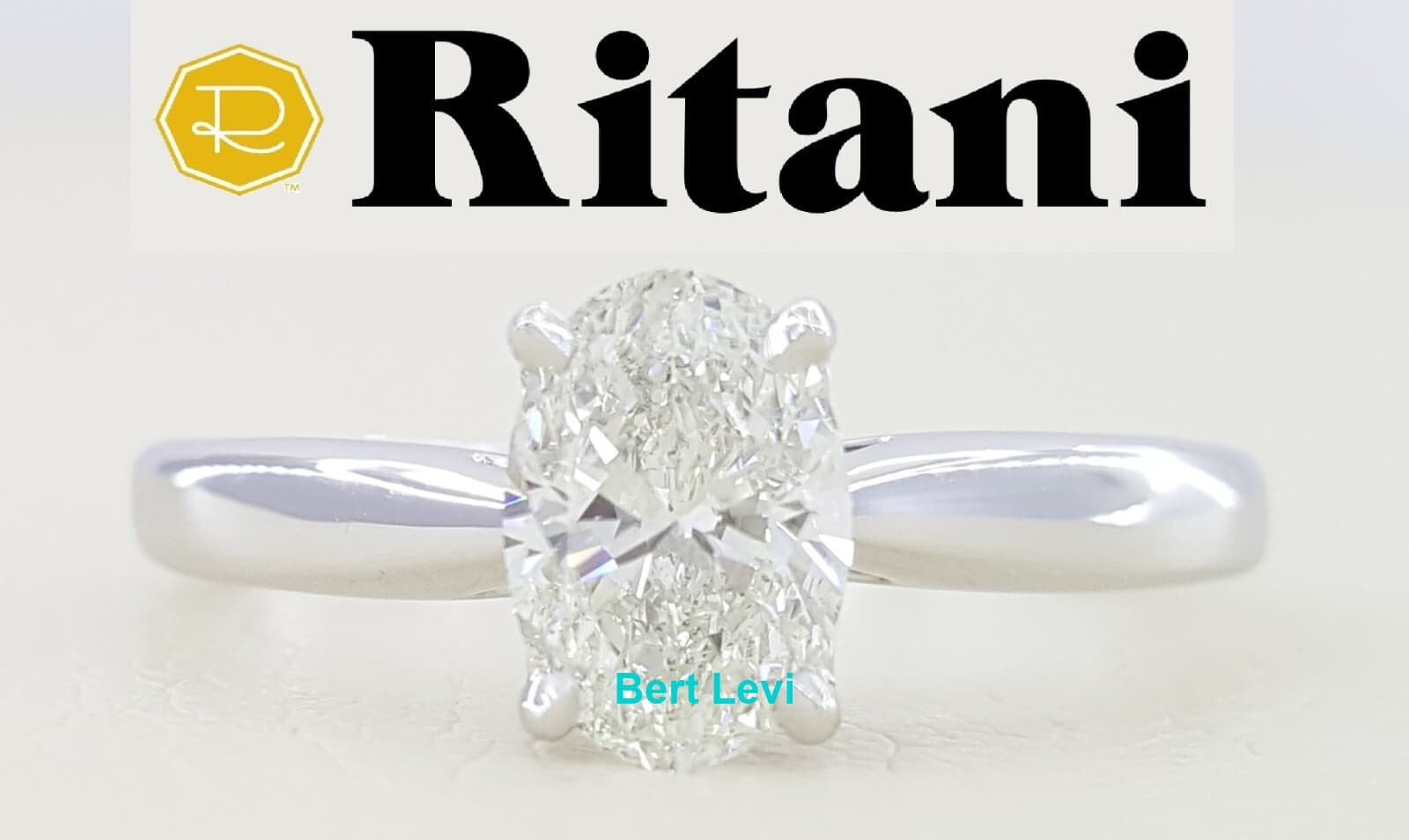 Ritani Oval Ideal Cut Diamond Solitaire Engagement Ring 1 ct GIA 14k & Platinum
