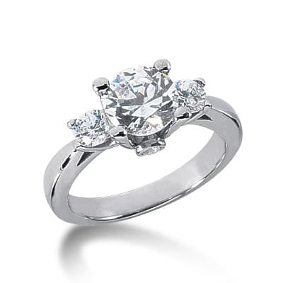 Ladies White Gold Platinum Round Diamond Three Stones Engagement Ring ENR2885