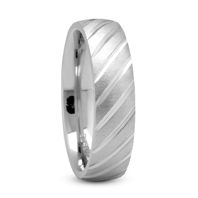 Mens 14KT White Gold Platinum Traditional Wedding Band M569