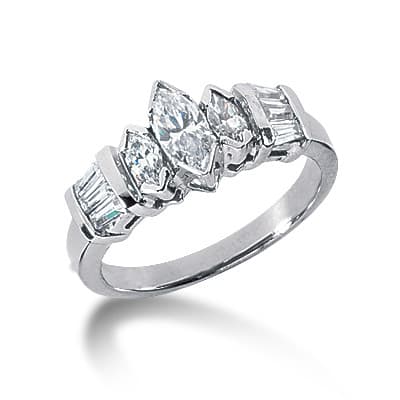Ladies 14KT White Gold Platinum Fancy Engagement Ring ENR1745