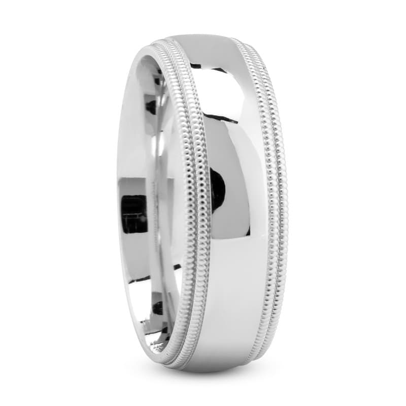 Mens 14KT White Gold Platinum Traditional Wedding Band m201
