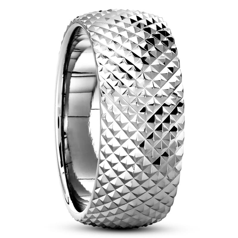 Mens 14KT White Gold Platinum Traditional Wedding Band M8000