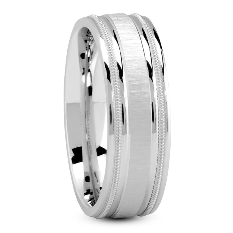 Mens 14KT White Gold Platinum Traditional Wedding Band M1172