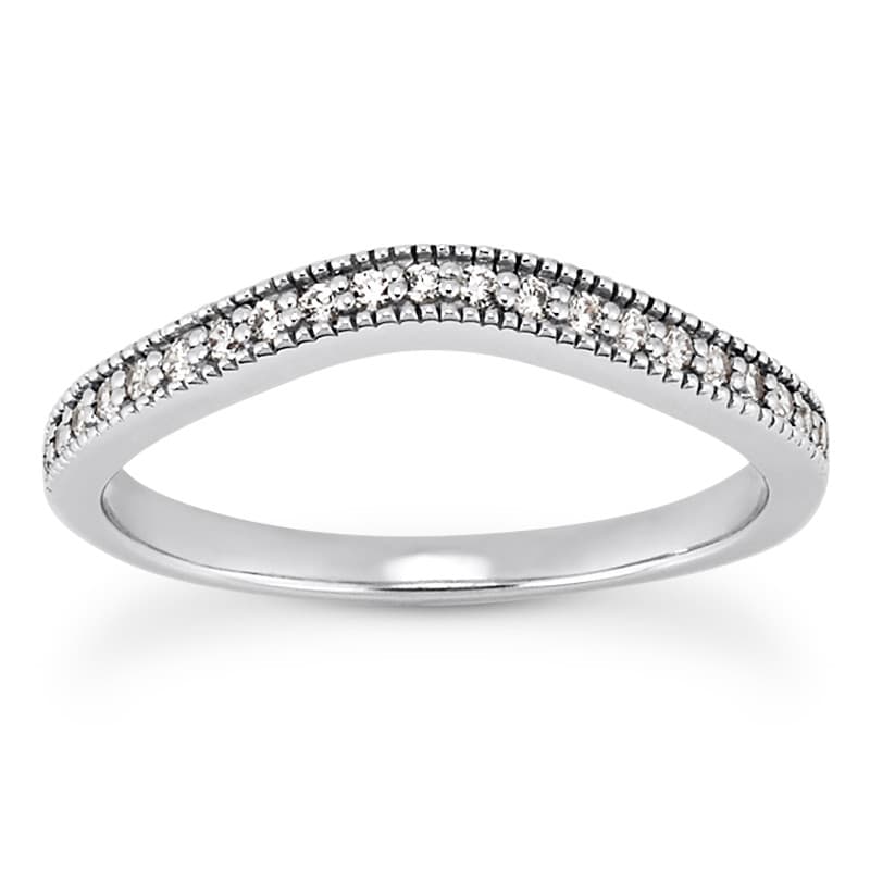 Ladies 14KT White Gold Platinum Diamond Wedding Band WB5318