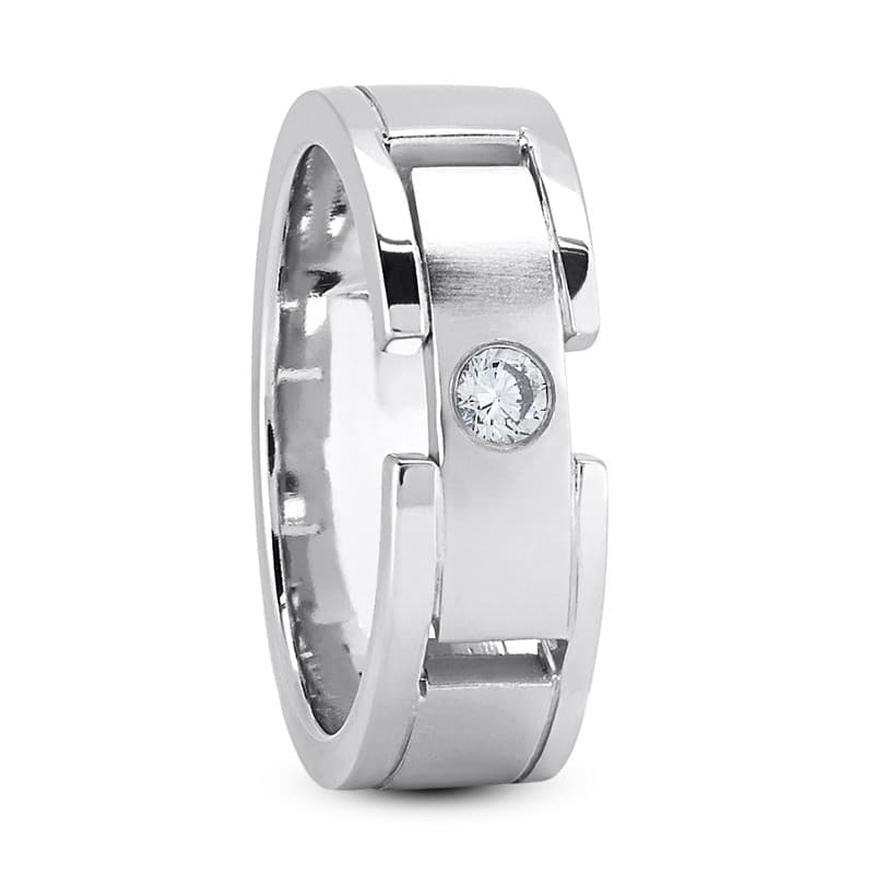 Ladies 14KT White Gold Platinum Traditional Wedding Band DB1204-RD