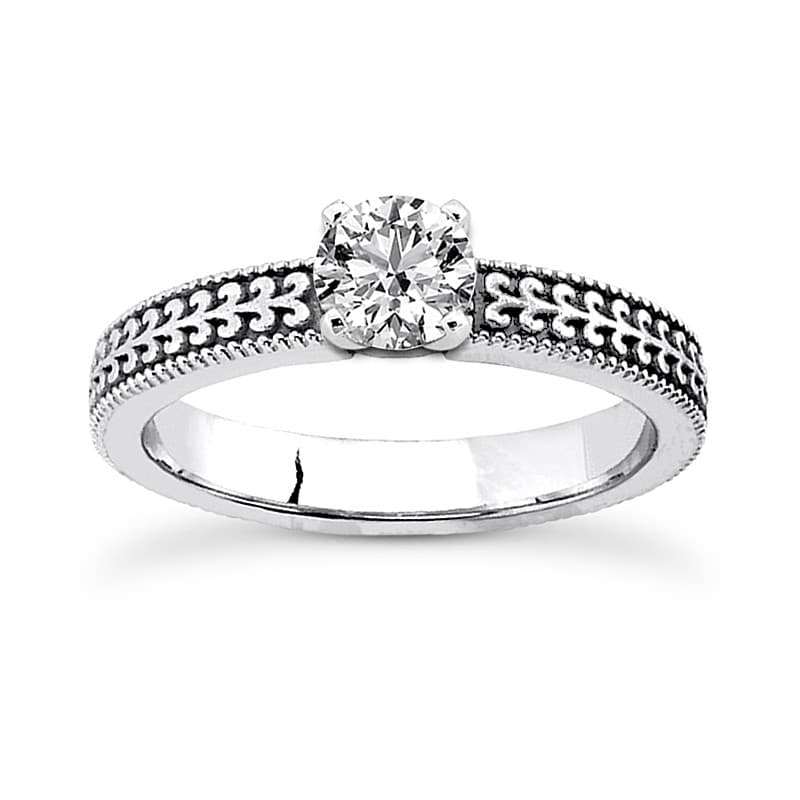 Ladies 14KT White Gold Platinum Solitaire Engagement Set ENS3601-A