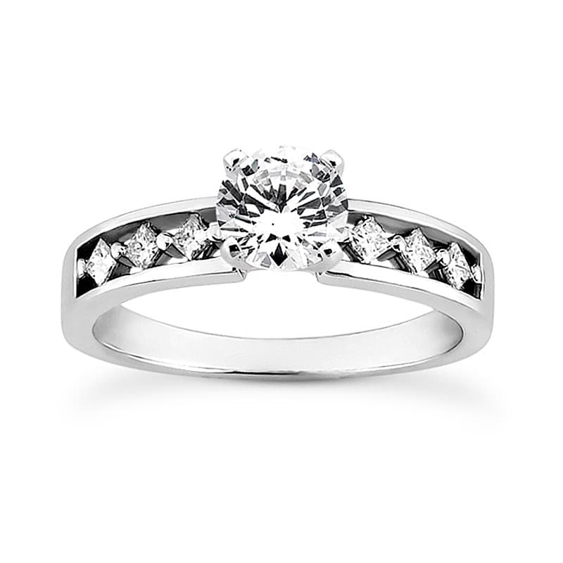 Ladies White Gold Platinum Princess Diamond Tailored Engagement Set ENS3075-A