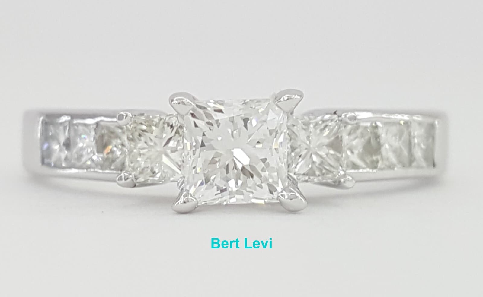 Princess Cut Three 3-Stone Diamond Engagement Ring 1 ct 14k White Gold Rtl $4k