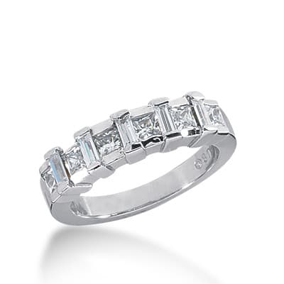 Ladies 14KT White Gold Platinum Diamond Wedding Band WB2239