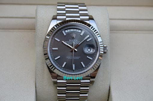 ROLEX 228239 DAY-DATE 40 DARK RHODIUM STRIPE MOTIF DIAL