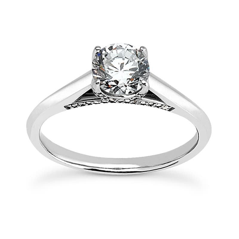 Ladies White Gold Platinum Round Diamond Solitaire Engagement Set ENS2050-75-A