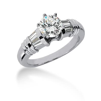 Ladies 14KT White Gold Platinum Fancy Engagement Set ENS780-A
