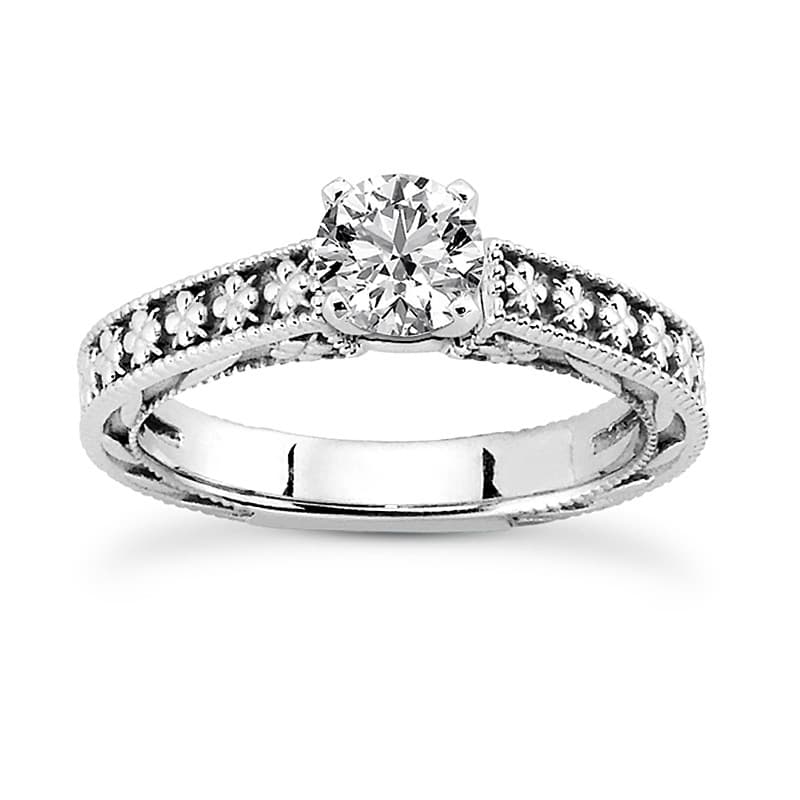 Ladies 14KT White Gold Platinum Solitaire Engagement Set ENS3626-A