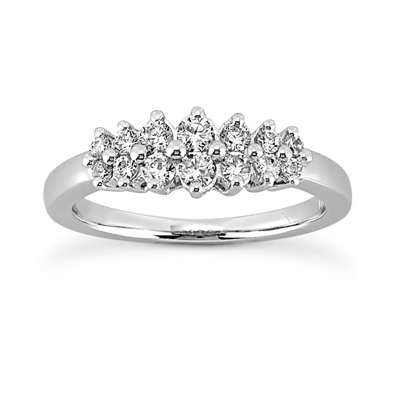 Ladies 14KT White Gold Platinum Round Diamond Wedding Band WB5045