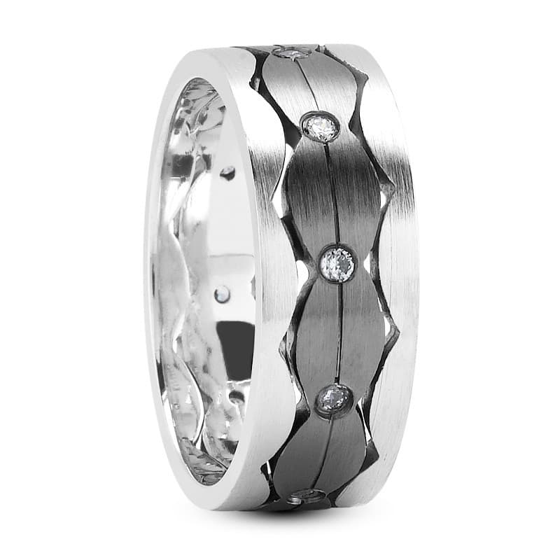 Ladies 14KT White Gold Platinum Traditional Wedding Band DB1225-8-RD