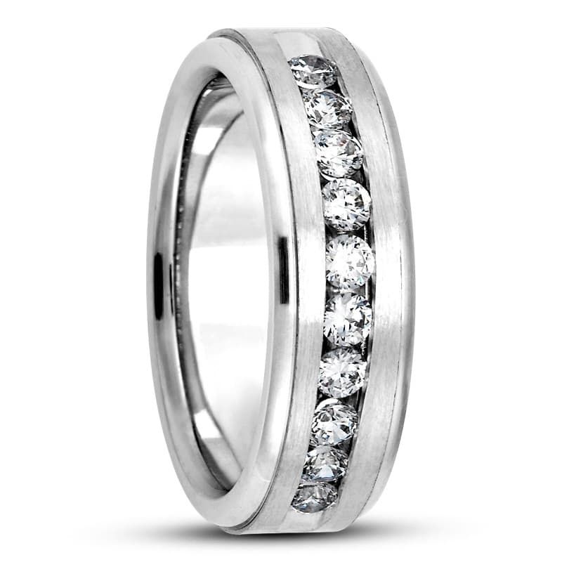 Mens 14KT White Gold Platinum Traditional Wedding Band MC210