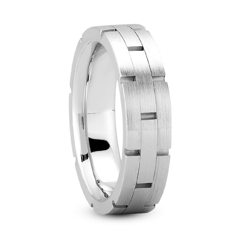 Mens 14KT White Gold Platinum Traditional Wedding Band M342
