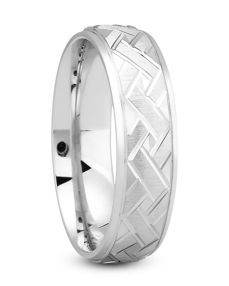 Mens 14KT White Gold Platinum Traditional Wedding Band M1005