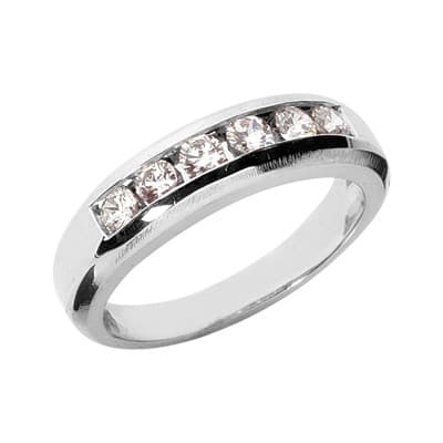 Ladies 14KT White Gold Platinum Round Diamond Wedding Band Set WBS164-G
