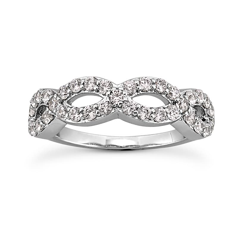 Ladies 14KT White Gold Platinum Round Diamond Wedding Band WB5355