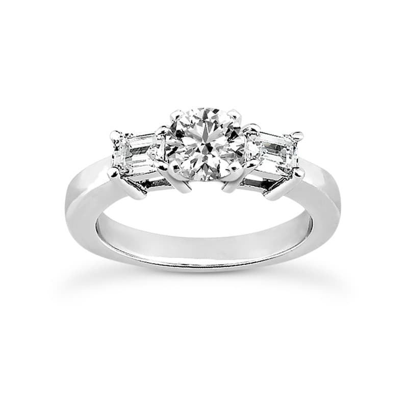 Ladies 14KT White Gold Platinum Three Stones Engagement Ring ENR1857