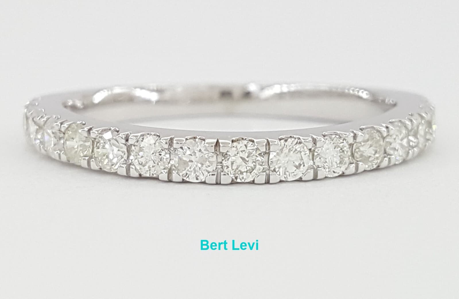 Half Circle Round Diamond Wedding Band 0.5 ct Prong Set 10k White Gold 2.2 mm